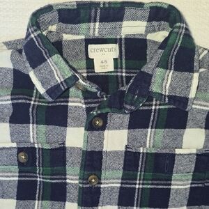 Crewcuts Navy and Green Flannel Plaid Shirt Size 4-5 Boys